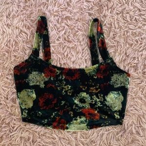 Ecote Floral Velvet Crop Top - Size Small
